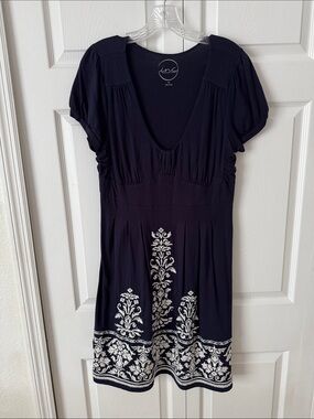 INC International Concepts Navy Dress with White Border Medallion